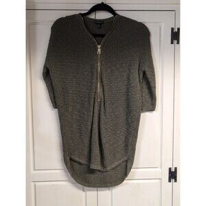 Express Olive Knit Sweater With Gold Zippered Front Size -XS